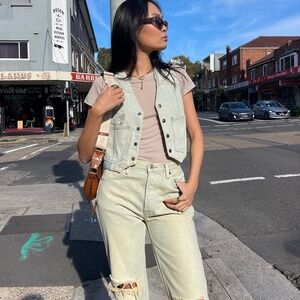 RE/DONE Natural Sedona Denim Vest Size M NWT $395